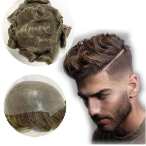 Partial Prosthesis for Male in Stock Skin Knotted hairline (Indian Hair)